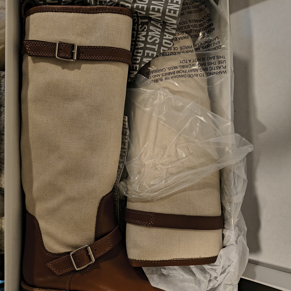 Tan and Brown Knee-High Boots